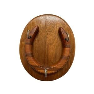 Hand Crafted‎ Wood Key Rack Holder Horseshoe Folk Art Equine Horse